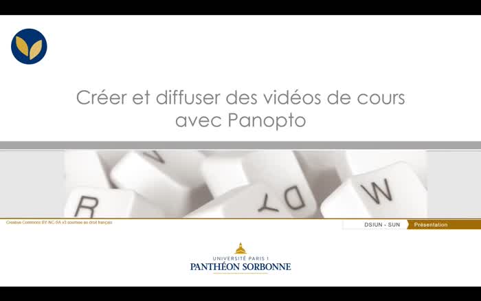 F01 - Formation niveau 1 - Créer et difuser des vidéos avec Panopto